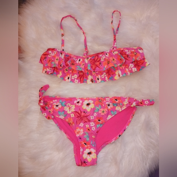 H&M Floral Ruffle Top Frilled Bikini - Size: 8/10 - Picture 6 of 9